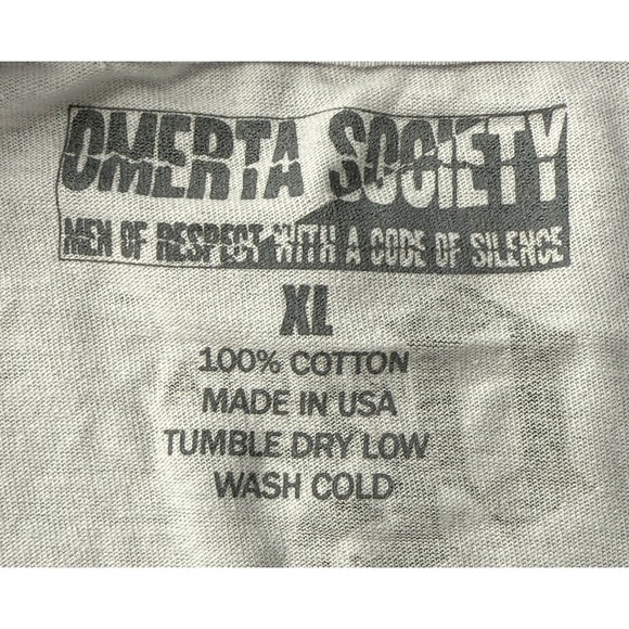 Omerta Society Vintage White Graphic Tee XL Men of Respect Code of Silence Shirt - Picture 4 of 7